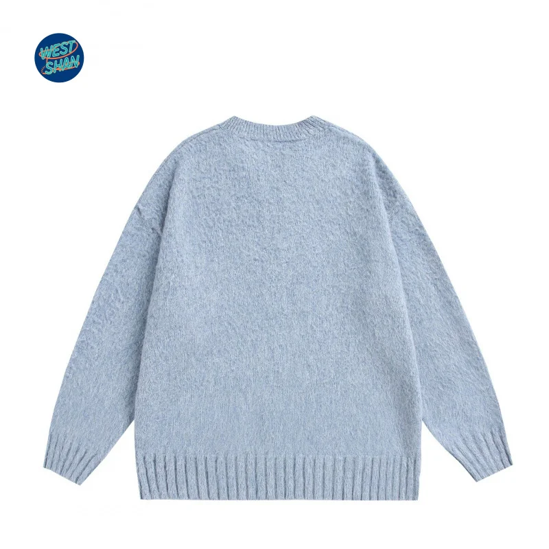 WESTSHAN EU UNS Größe Top Qualität Herbst Winter Retro Einfarbig V-ausschnitt Pullover Pullover Lose Fit Vielseitig Männer Pullover