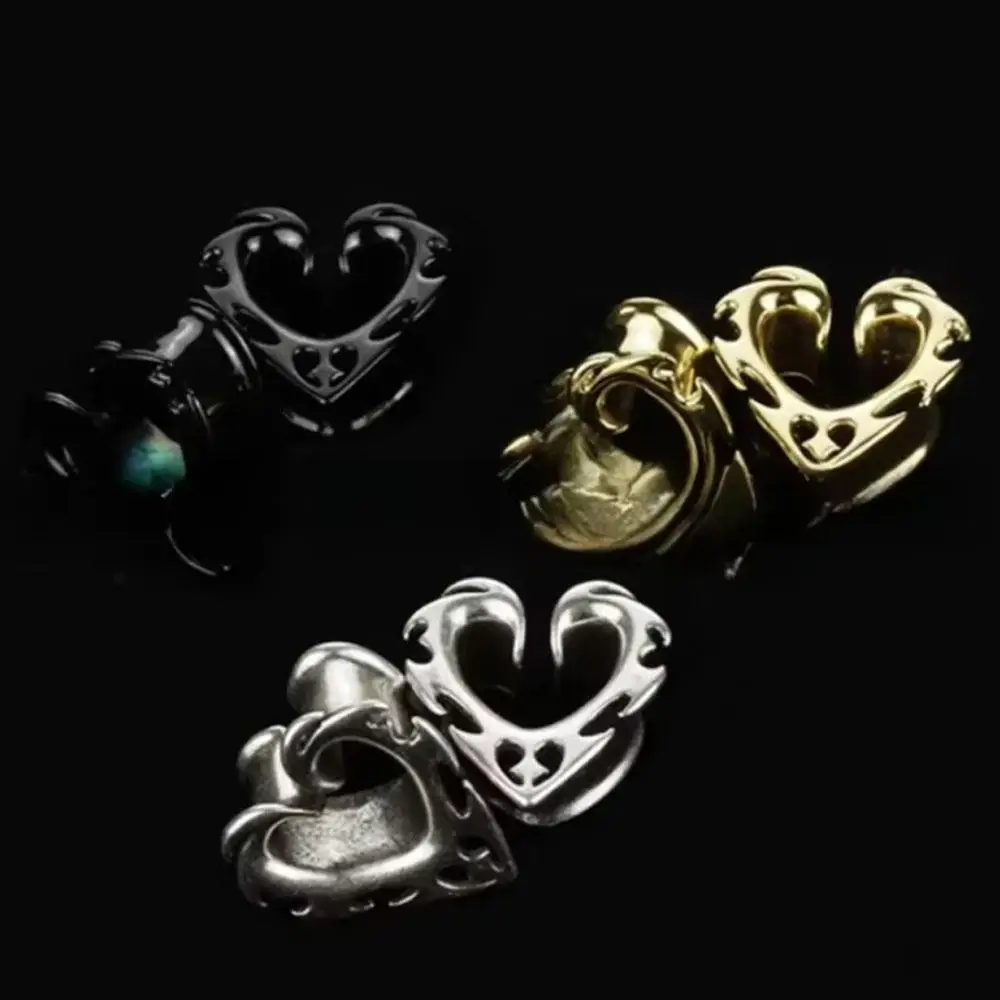 1Pair Heart Shape Tunnel Ear Plugs Hollow Ear Support Expander Body Piercing Jewelry for Men and Women Party Gifts Wearing
