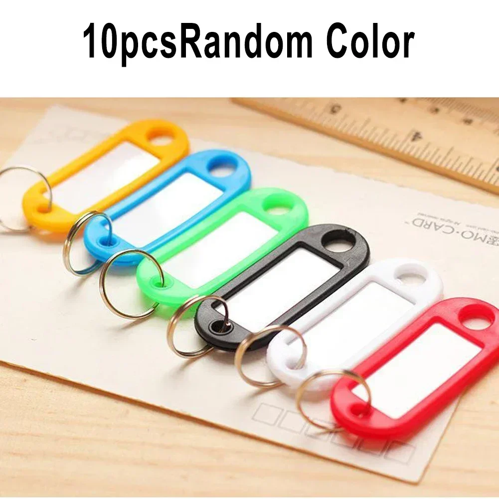 10pcs Plastic Label Keychain Id Label Name Tags With Split Ring Key Chain Keyring Accessories For Writing On Label Keychain