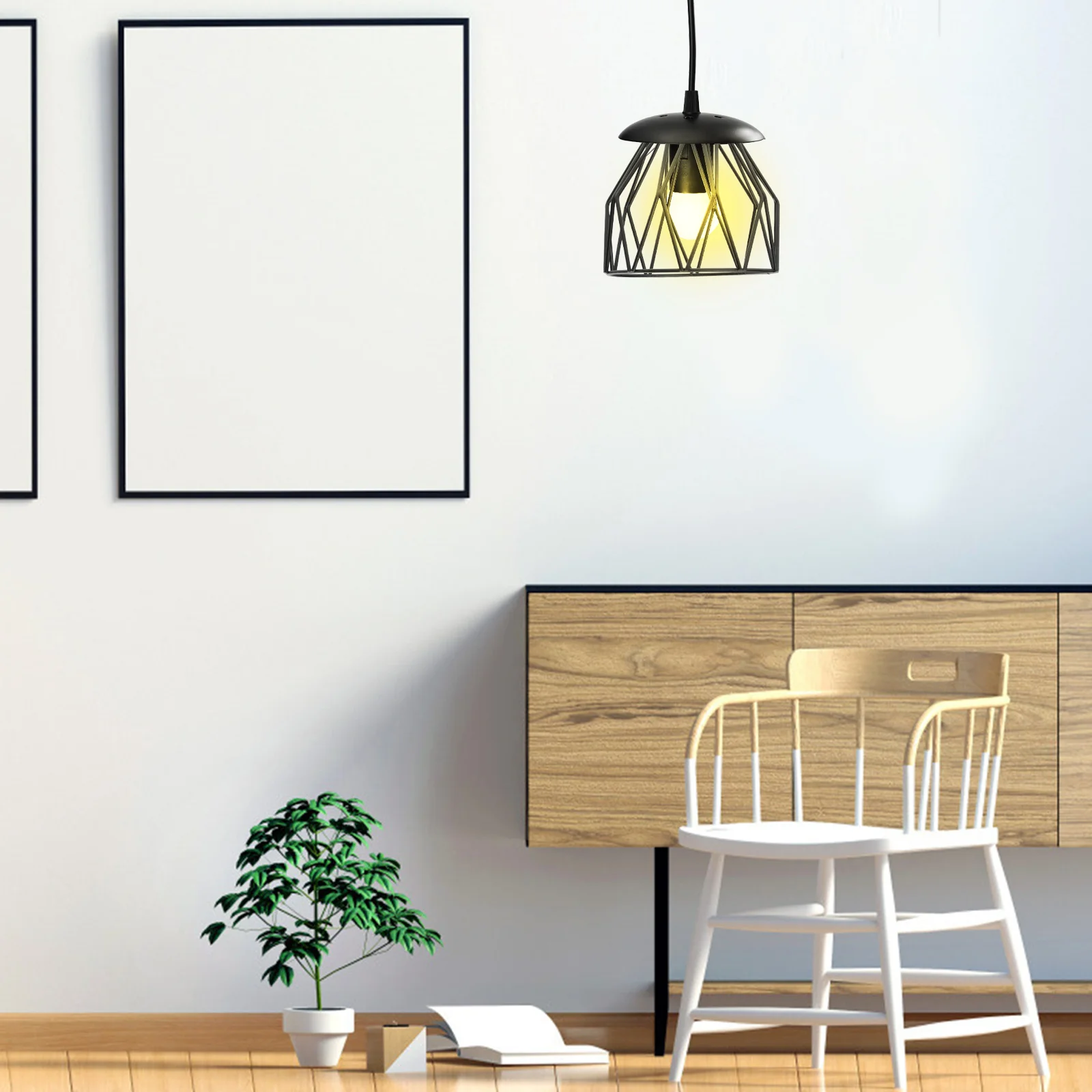 Lampada Paralume in ferro battuto Accessorio chic Soffitto wireless creativo cavo Decorazione nera Fornitura Copertura pendente