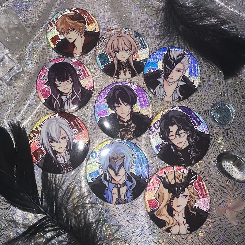 Juego Genshin Impact Arlecchino Balladeer Tartaglia II Dottore Regrator insignia botón broche Pin Cosplay Laser Ticket Collection