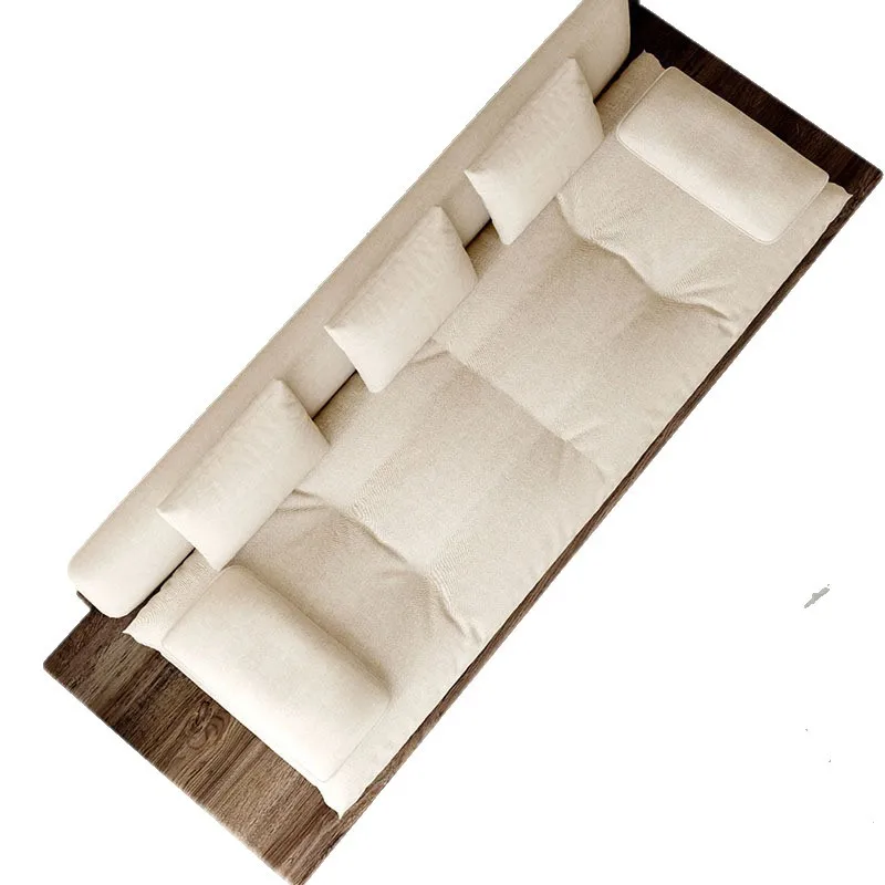 Wabi Sandy Wind Solid Wood Log Chinese Minimalist Straight Row Atmosphere Three-person Sofa Straight Row