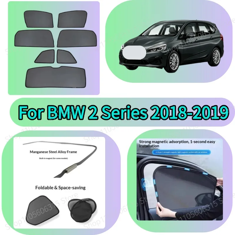 Magnetic Sunshade Curtain, Mesh Front Windshield UV Protection For BMW 2 Series Active Tourer 2018-2019