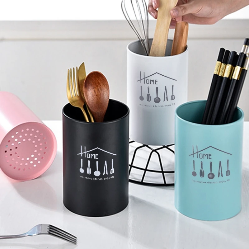 Simple Cylinder Cutlery Storage Kitchenware Kitchen Supply Flatware Drainage Container Tableware Storage Rack