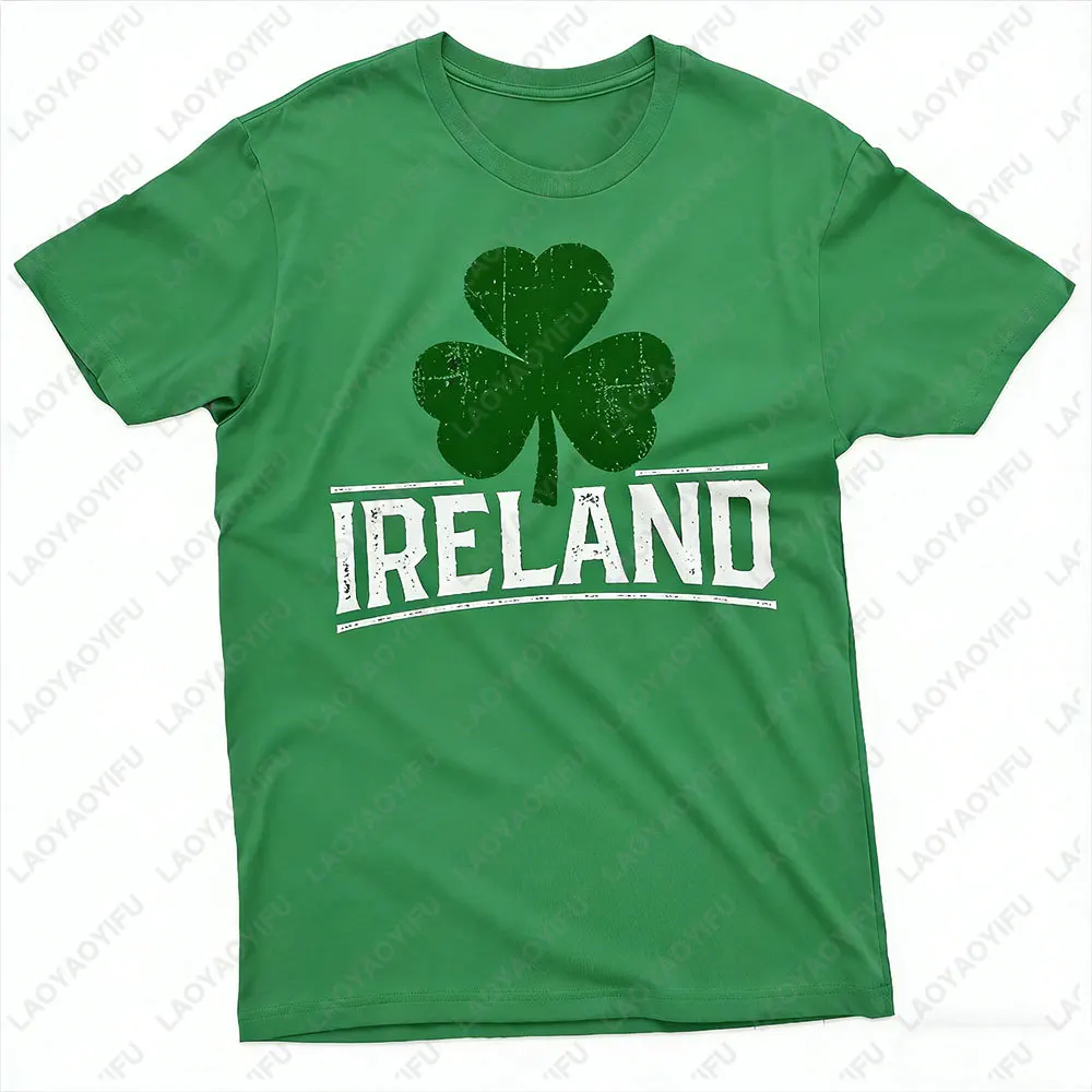 Mens Ireland Irish T Shirt Patriotic Holiday Shamrock Tee Happy St Patricks Day Festival Graphic Tee Casual Cotton Unisex Shirt