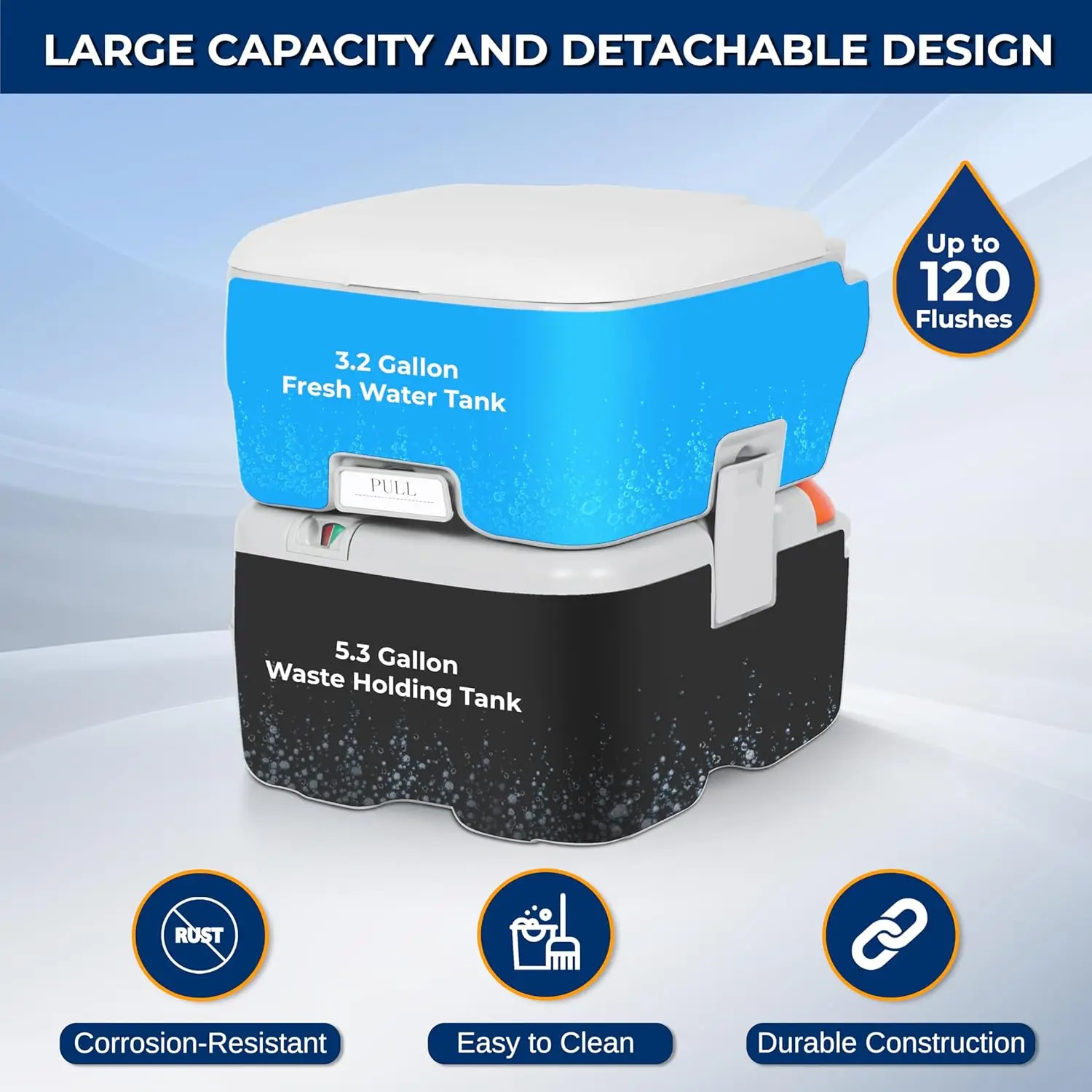 Portable Toilet for Adults, Leak Proof Camping Toilet with Detachable Waste Tank, Ideal For Camping and Other Rec