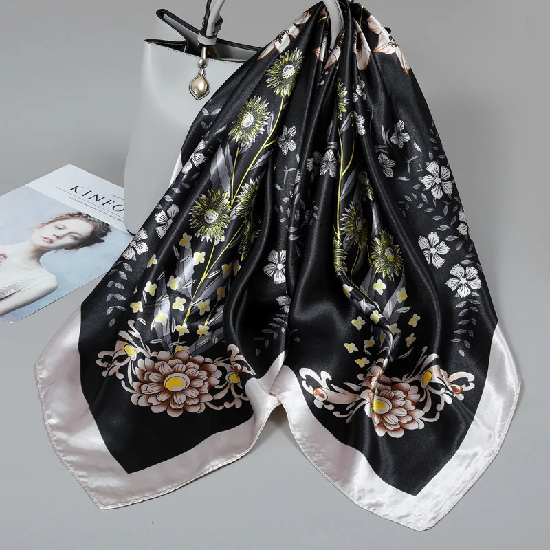 

Большой квадратный шарф, шелковый шарф для женщин, весна-лето, высококачественный корейский стиль, универсальный тонкий шарф, шаль