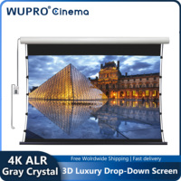 Projection Screen Gray Crystal Luxury Drop Down Motorised ALR UST 92-120Inch Wupro Home Theater For LED Laser Projector 3D 4K 8K