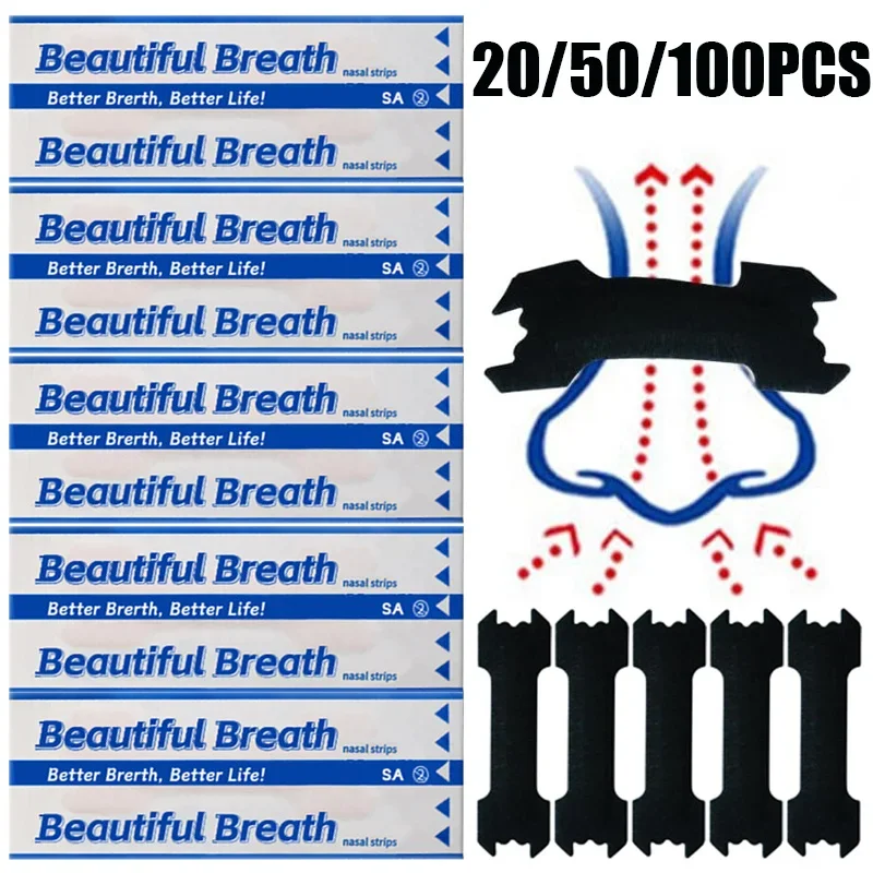 

100/50/20Pcs Black Breath Nasal Strips Correction Physical Expansion Adults Children Sleep Ventilation Stop Snoring Nose Patch