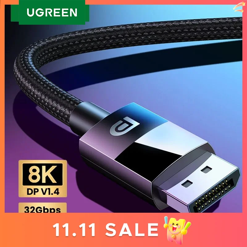 Ugreen 8K Dây Cáp DisplayPort 1.4 Cho TV 4K 144/165Hz 32.4Gbps Cáp Chuyển DisplayPort DP Cho máy Tính Chơi Game Màn Hình Máy Chiếu Cáp DP