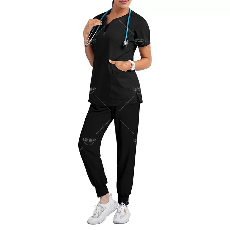 Top cirúrgico e calças conjunto para mulheres, Scrub Uniformes, Enfermeira Scrub, Vestuário de salão de beleza, Top clínico, Spa, Doutor Enfermagem, Túnica Terno