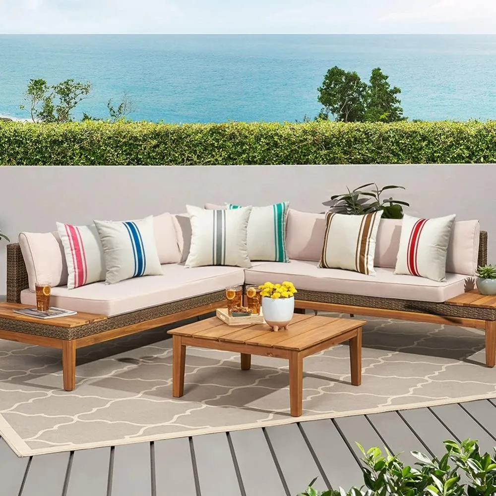 2팩 야외 방수 장식용 베개 커버, 12x20인치 리넨 기하학적 패턴 베개 커버 및 쿠션 커버