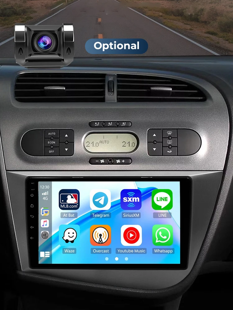 GEARELEC Android 14 autoradio voor Seat Leon 2 MK2 2005-2012 Carplay Draadloos Android Auto Multimedia Videospeler 9 "Touchscreen GPS met WiFi Bluetooth FM/RDS - afbeelding 2