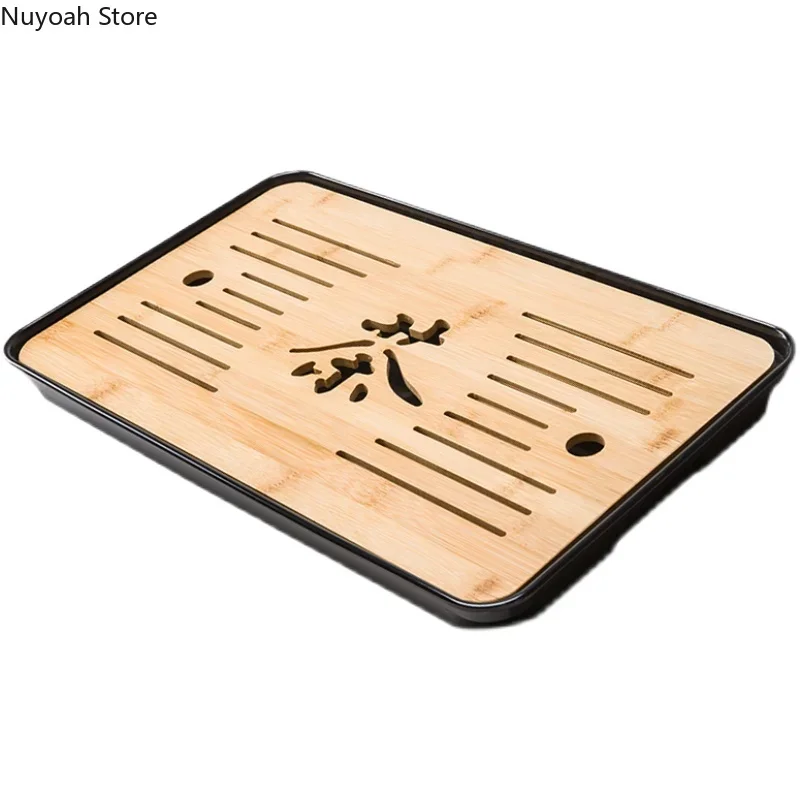 Bamboo Tea Tray Drainage Water Storage Kungfu Tea Set Living Room Coffee Table Drain Tray Storage Supplies Melamine Tea Tray