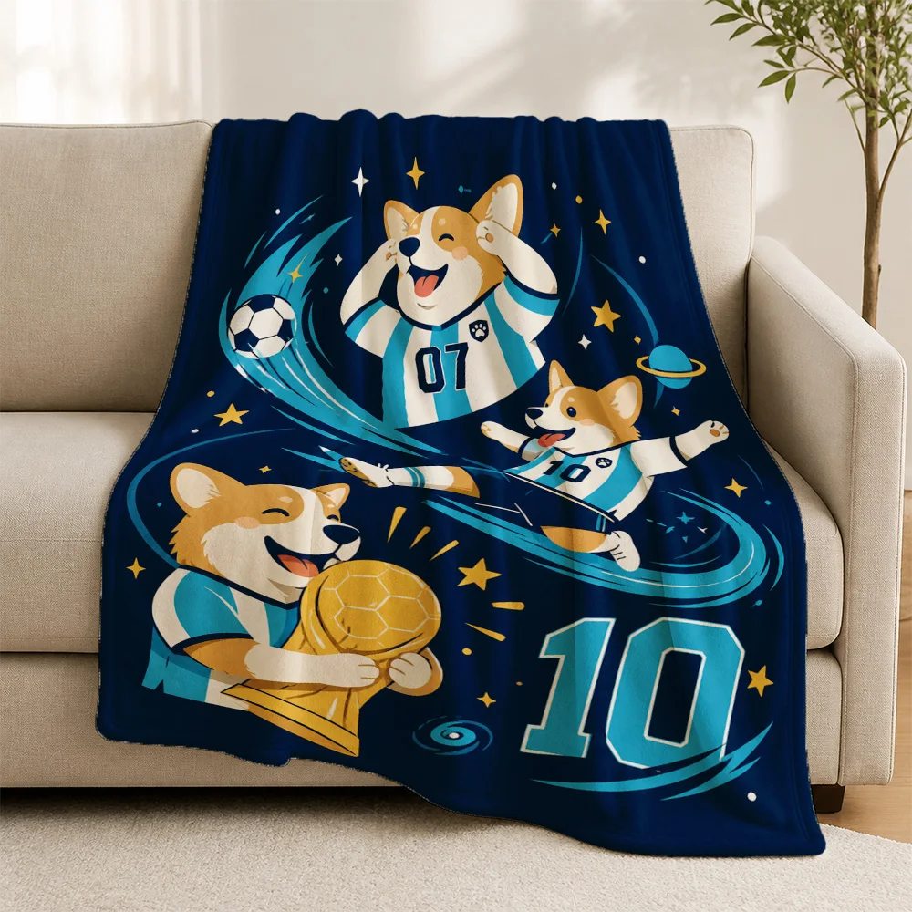 Whimsical Dog Soccer Throw Blanket Sports Mascot Decor Couch Cover Gift for Pet Lovers Football Fan Novelty Keepsake Item