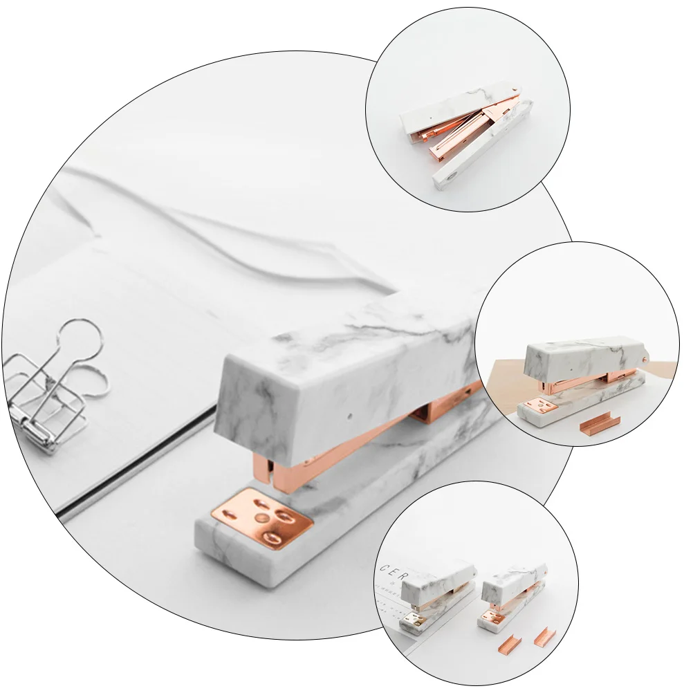 

Creative Marbling Stapler Sturdy Desktop Stapler Cute Office Supplies Book Binding Tool