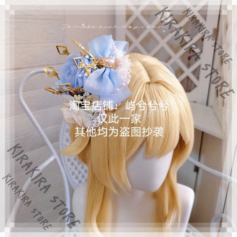 Genshin تأثير لومين أنيمي فتاة قبعة لوليتا دبوس الشعر بانج مقاطع رائعتين الانفجارات تاج الشعر اكسسوارات Kawaii أغطية الرأس الحلي