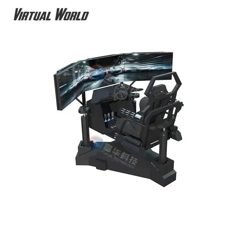 China Factory Virtual Reality VR Car Racing Driving Simulator Game 3 Screen Car Racing Game Simulator
