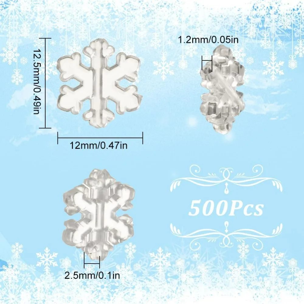 Perles de flocon de neige en vrac, mini acrylique, kit de fabrication transparent, Noël, Noël, automne, argent, vacances, 500 pièces