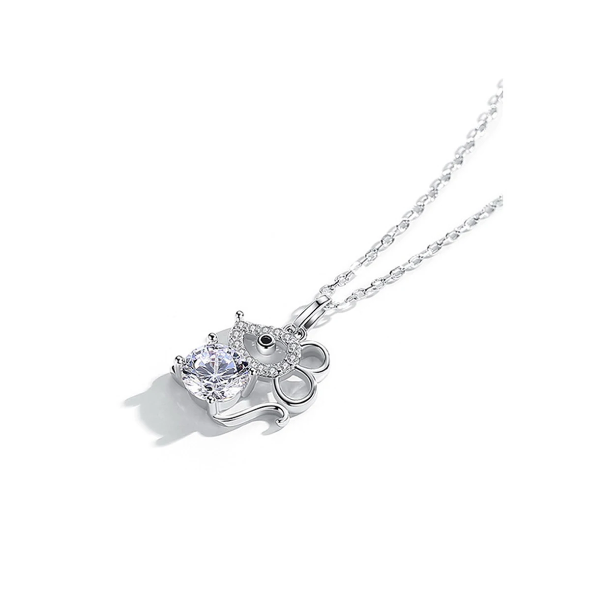 

1pc Sterling Silver Mouse Necklace for Women Girls Choker Daily Wear Gift Idea Valentines Day Birthday Jewelry Pure Color