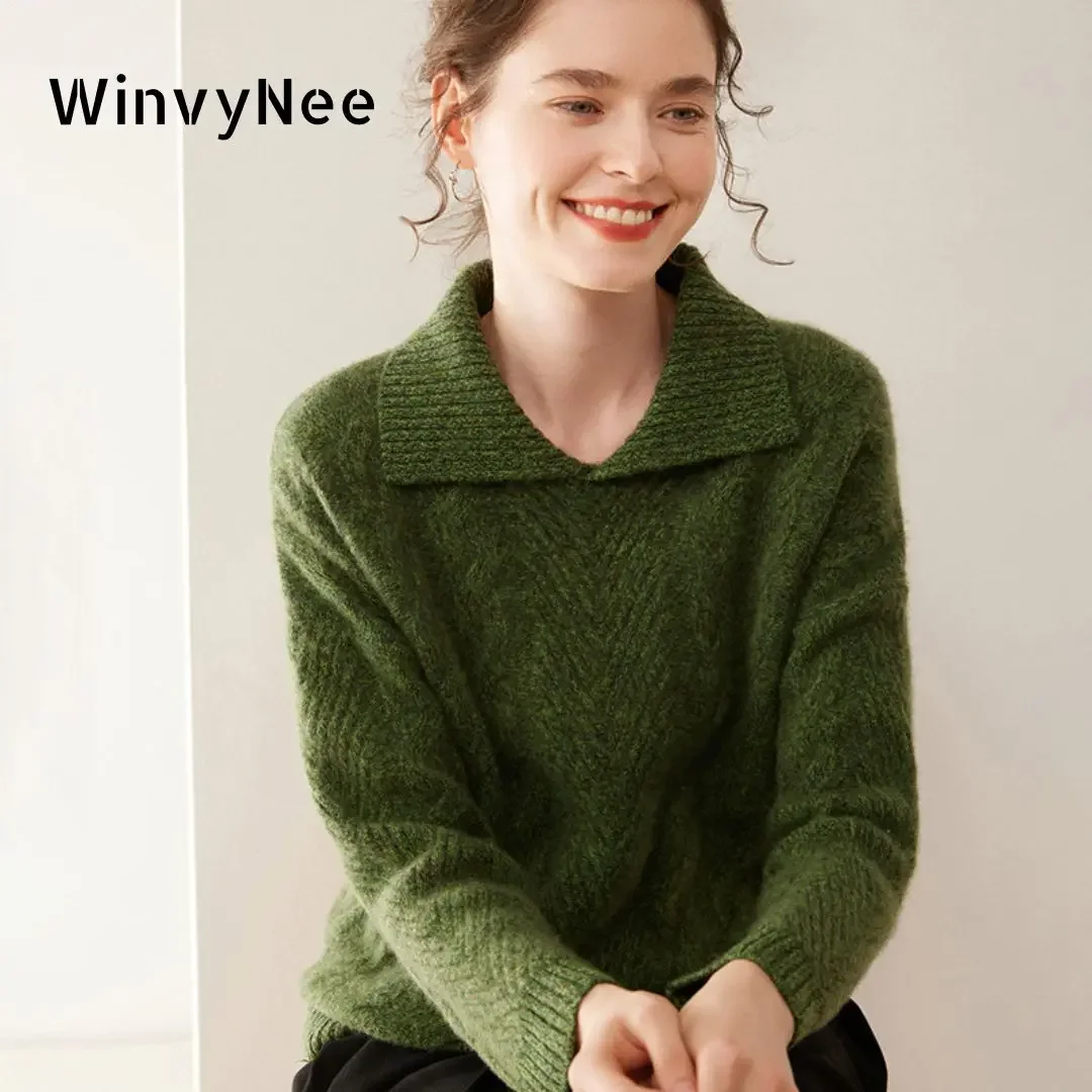 

WinvyNee Winter Women Cashmere Wool Thick Sweaters Polo Neck Long Sleeve Solid Pullover Soft Warm Outerwears Top Winter A1054031