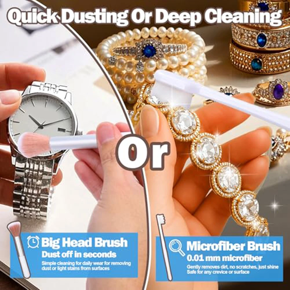 18Pcs Jewelry Cleaning Set Polishing Cloths Horsehair Microfiber Brush For Earring And Silver Jewelry Cleaning Silverware Shine