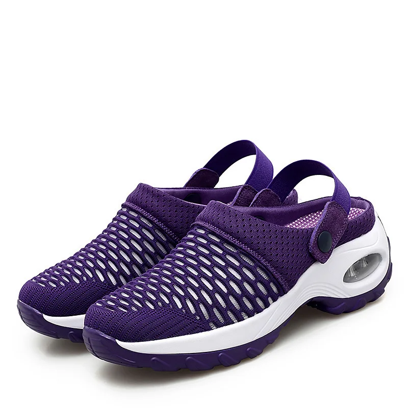 Women Walking Shoes Air Cushion Slip-On Orthopedic Shoes Ladies Platform Mules Mesh Lightweight Slippers Wedge Female Sneakers - view 3