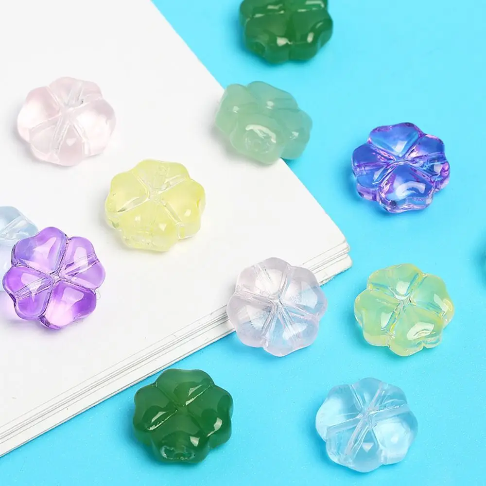 

Flat Round Crystal Flower Spacer Beads 10x10mm Clover Miniature Glass Accessories Miniature Creative Clover Loose Beads