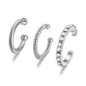 Moda Simples Cor do Ouro Cristal Clipe Brincos para Mulheres Meninas Minimalista Metal Mirco Pave Rhinestone Falso Piercing Ear Jóias 12 principais vendas fake piercing orelha - №12