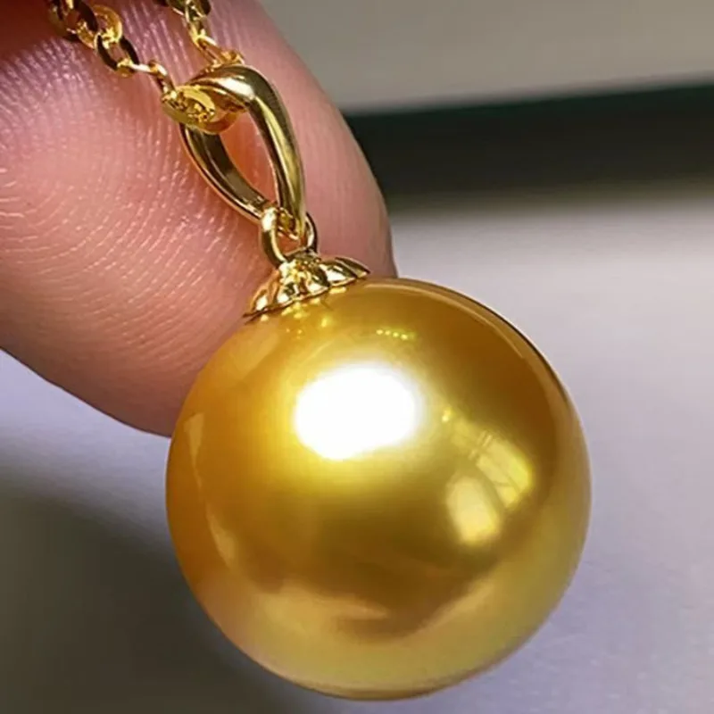 

Charming Huge 16mm Natural Sea Genuine Gold Perfect Round Pearl Necklace Pendant 1103AAA