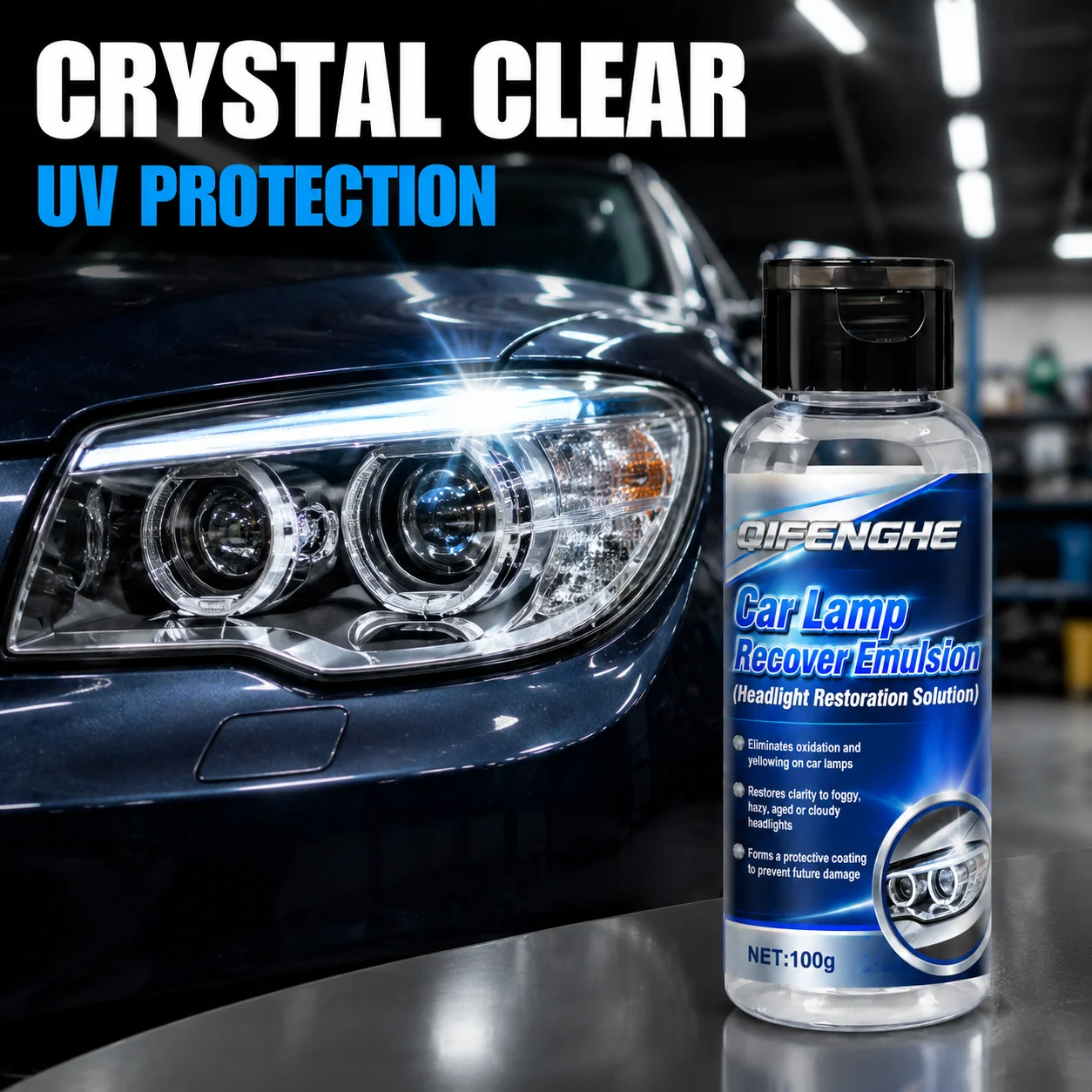 QIFENGHE Car Lamp Recover Emulsion Headlight Restorer Remove Oxidation Yellowing Restore Clarity UV Protection For Car SUV Truck