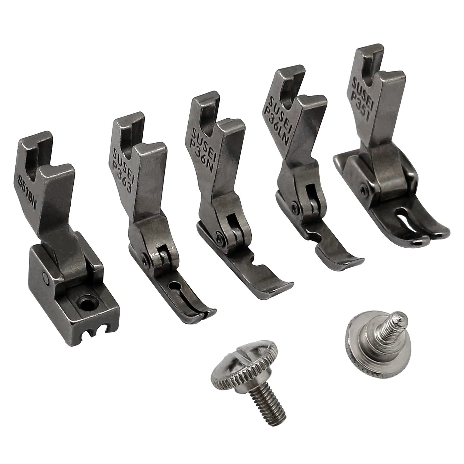 5pcs Zipper Presser Foot #P363+P351+S518N+P36N+P36LN with 2pcs Screws For Singer Brother Juki Sewing Machine Accessories