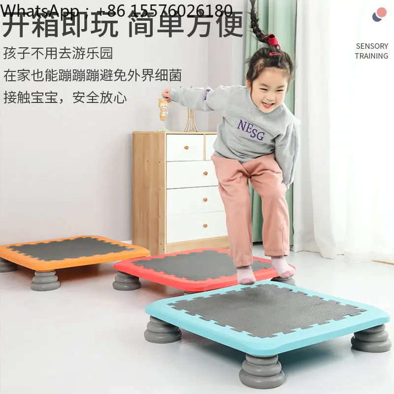 Children's Square Trampoline Kindergarten Physical Fitness Sensory Training Equipment Fitness Trampoline Long Height Trampoline