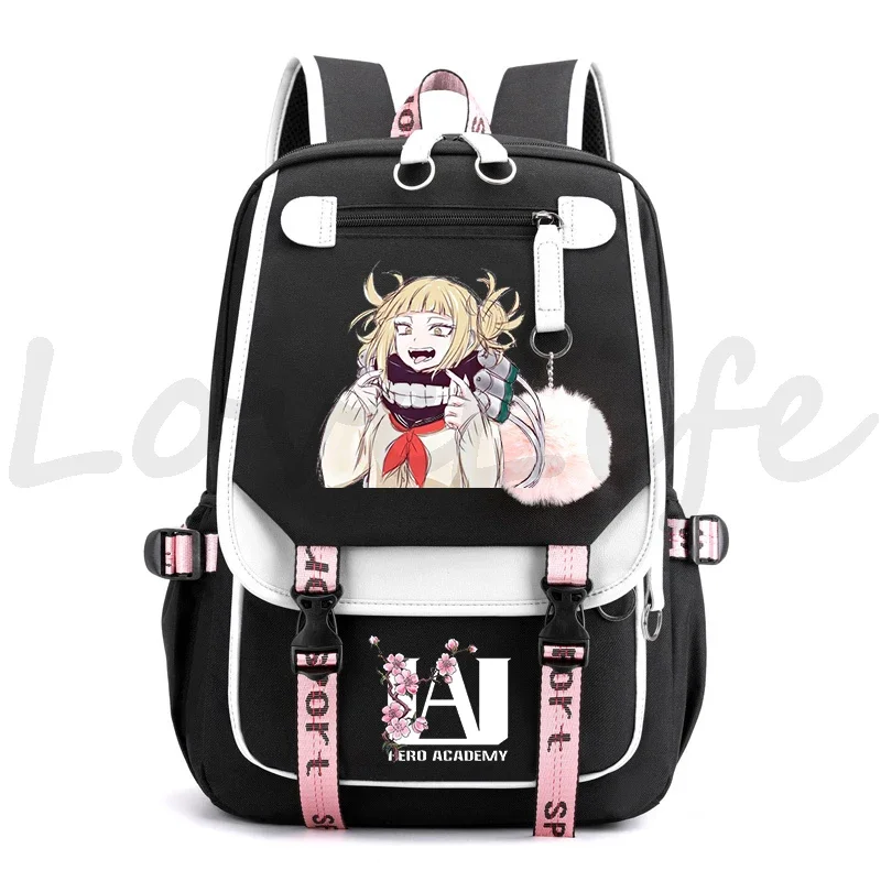 อะนิเมะ My Hero Academia Toga Himiko กระเป๋าเป้สะพายหลัง Kawaii โรงเรียนกระเป๋าการ์ตูนมังงะขนาดใหญ่ Usb Bookbag วัยรุ่นกระเป๋าเป้สะพายหลัง