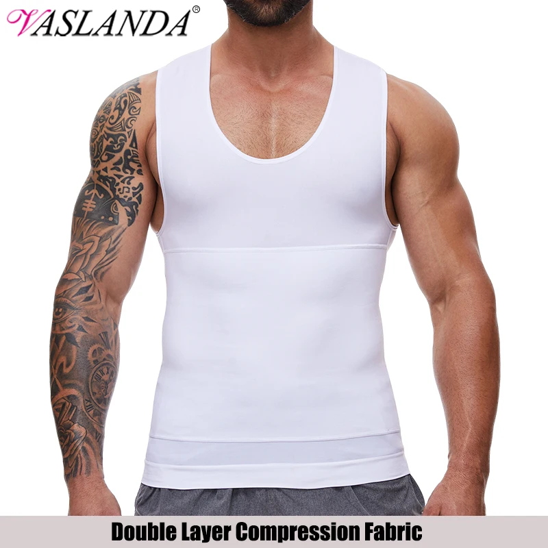 Mens Body Shaper Slimming Vest Slim Undershirt Tummy Double Compression Base Layer Tummy Control Chest Tank Top