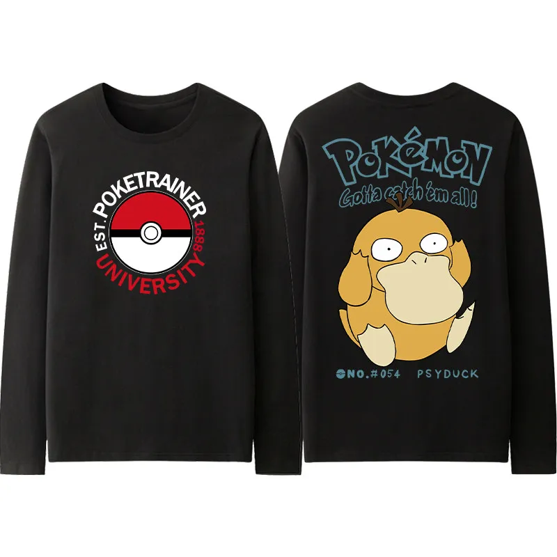 

Fashion Autumn Pok É Mon Men's Long Sleeved T-shirt for Sports and Leisure, Pure Cotton Couple Fashion Street Top