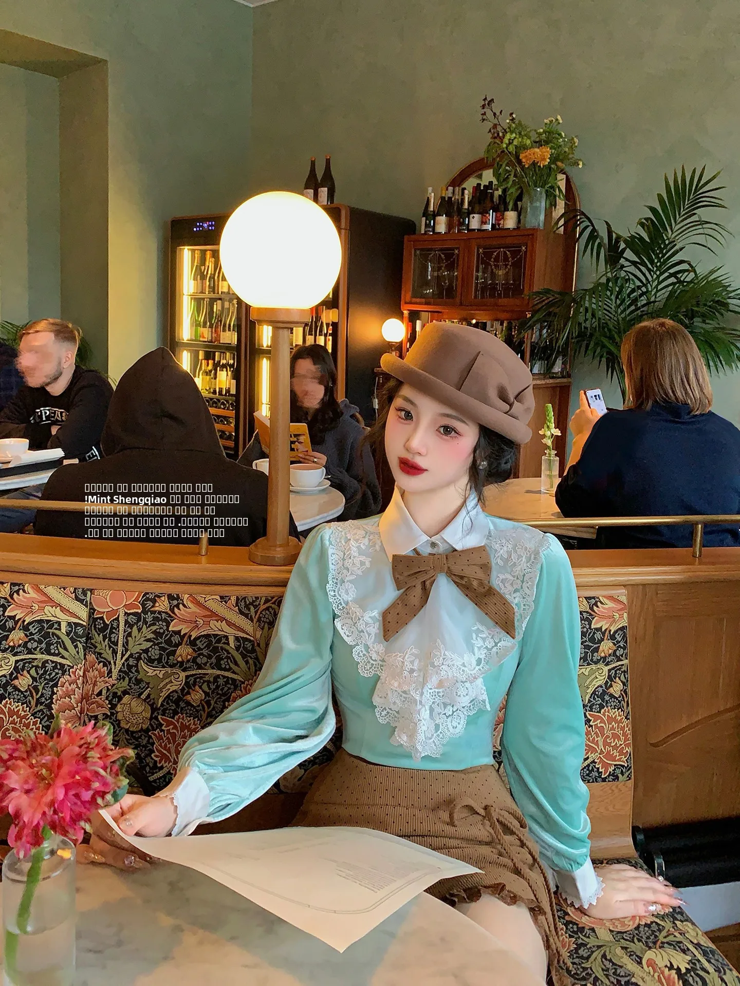 

Mint Velvet Long Sve irt Brown Skirt for Girls Autumn Winter Faion Chinese Sle Clothing Ladies Premium Tops