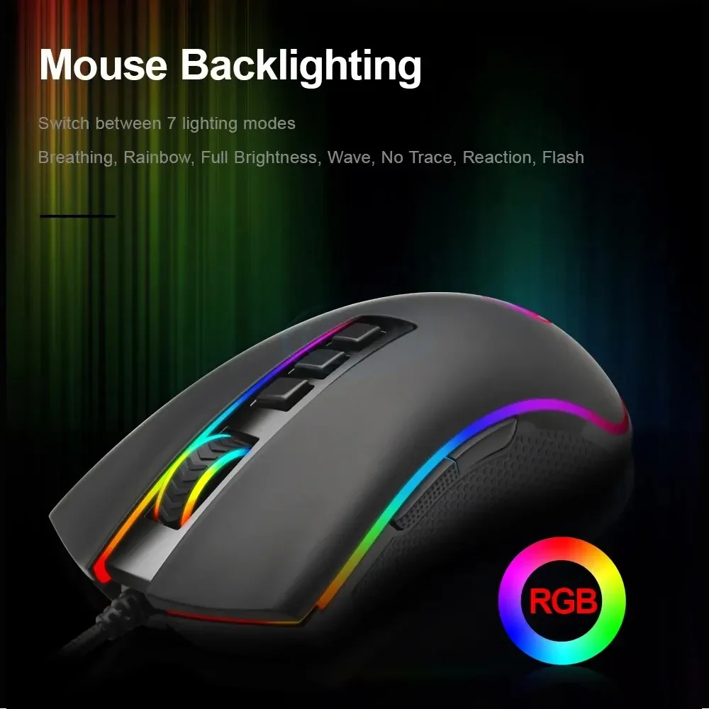 RGB USB Wired Gaming Mouse 12400 DPI 9 Buttons Mice Programmable Ergonomic for Computer PC Laptop Gamer