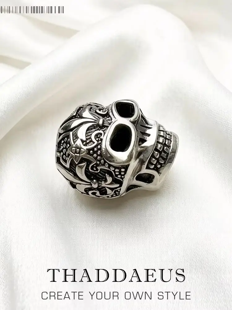 Koraliki Fleur-de-lis Lily Skull Rebel Street 925 Silver Europe Karma Biżuteria Akcesoria — zdjęcie 2