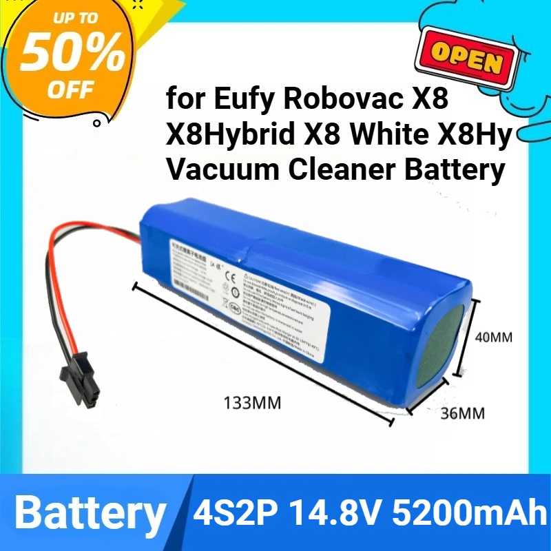 

4S2P 14.8V 5200mAh for Eufy Robovac X8 X8Hybrid X8 White X8Hy Vacuum Cleaner Battery
