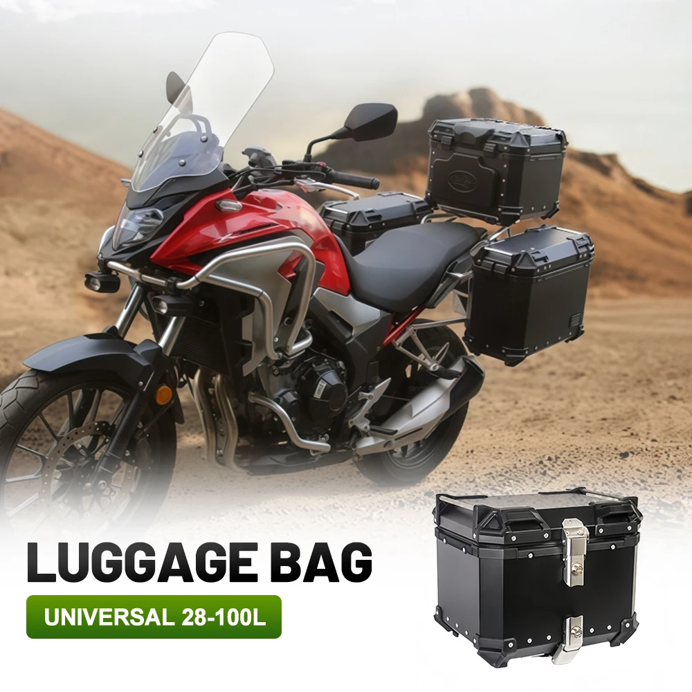 36-80L Durable Aluminum Alloy Motorcycle Rear Tail Trunk Side Luggage Box Waterproof Universal Fit Electric Scooter Storage Case