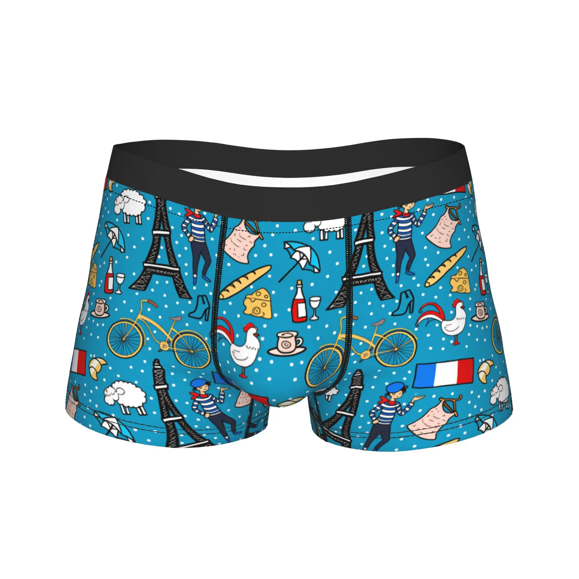 French Paris Underwear Fashion Men's Boxer Brief Funny Boxershorts High Quality Pattern Large Size Underpants
