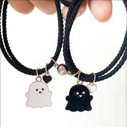 1 Pair Romantic Couple Heart Magnetic Attracting Bracelets For Girl Cute Cartoon Ghost Pendant Bracelet Friendship Gift