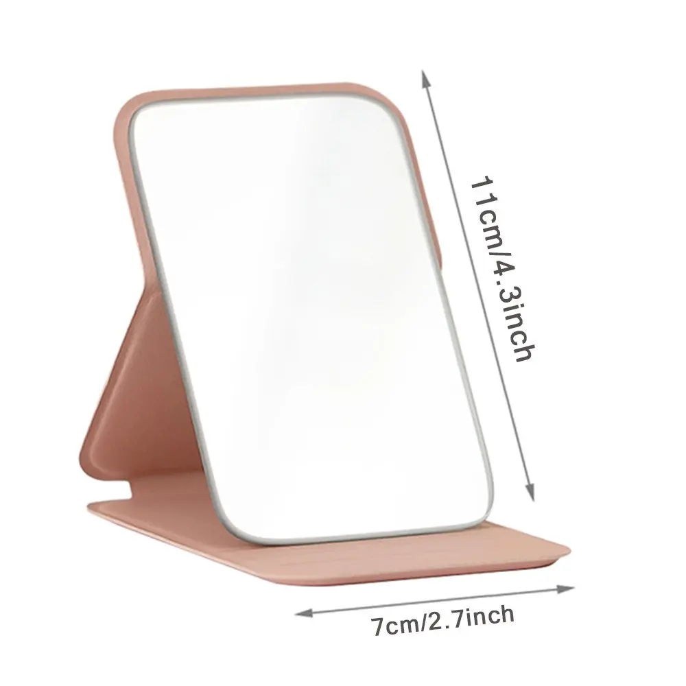 Portable Foldable Makeup Mirror PU Cover Cosmetic Mirror Adjustable Stand Lightweight Mirror For Travel Bedroom Bear Pattern