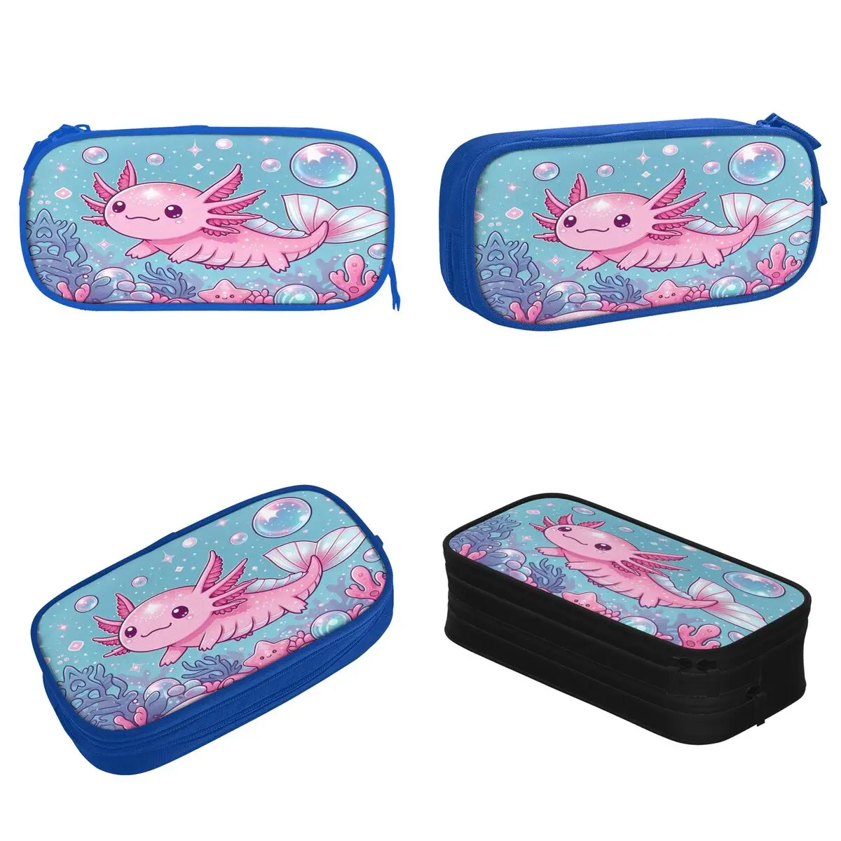 Kawaii Axolotl Pencil Cases Classic Mexican Salamander Pen Box Bags Girl Boy Big Capacity Students School Zipper Pencilcases