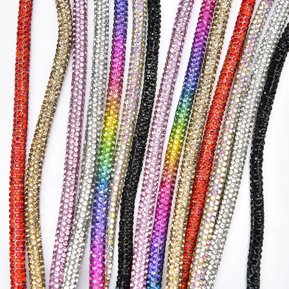 

5 Meter 4mm Thickness Rhinestone Cotton Rope Shiny Crystal Cord Iron on Clothes Bag Shoes Diy Garment Decoration