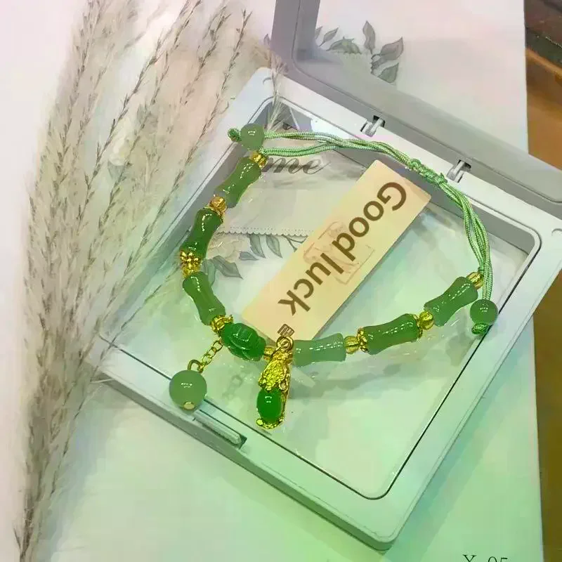 Chinese Style Handmade Lucky Four-Leaf Clover Beaded Bracelet For Women Girls Party Charm Jewelry Gifts