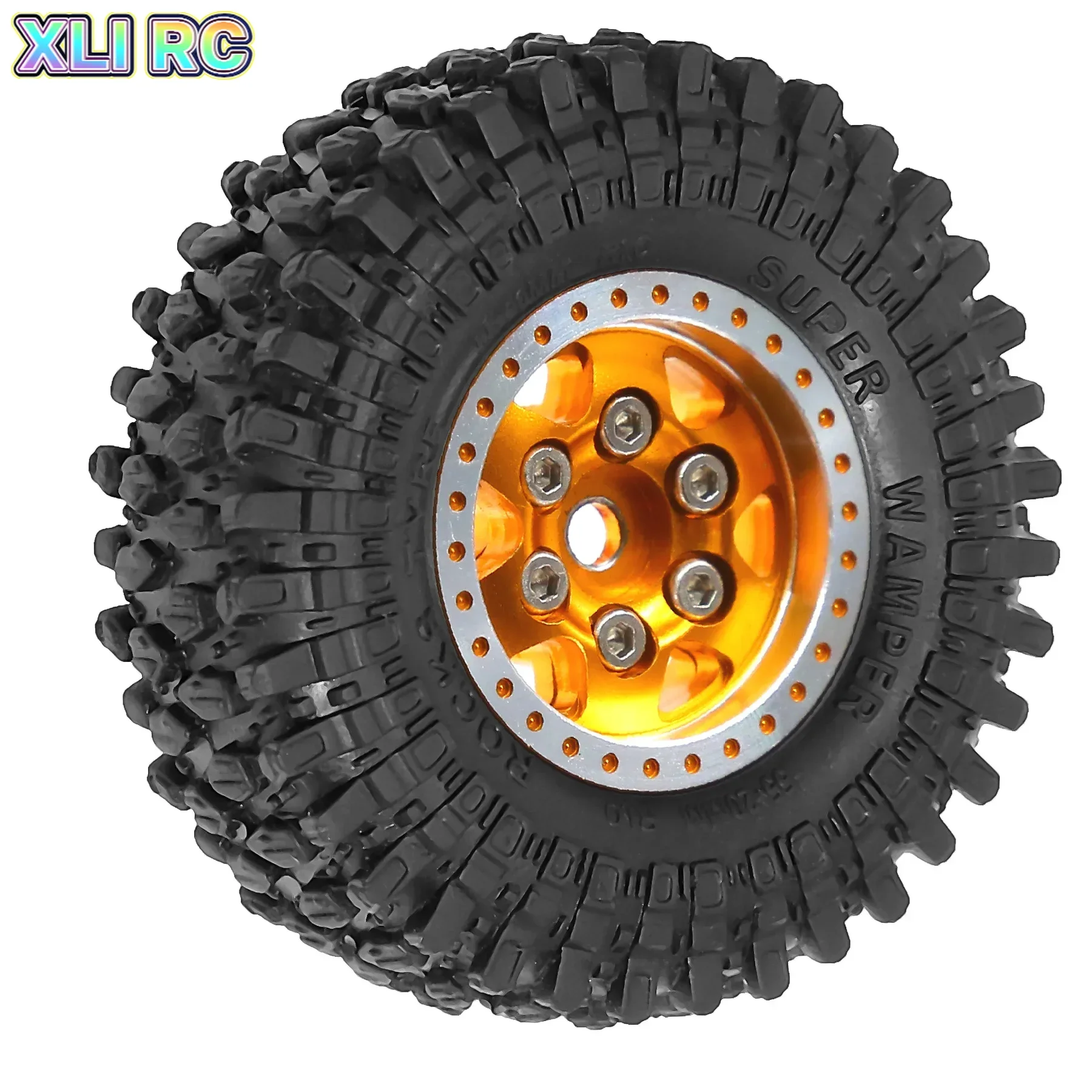 RED SPIDER 1.0 wheels Metal Beadlock Wheel Rims Rubber Tires Set for 1/18 1/24 RC Crawler Car Axial SCX24 FMS FCX24 Parts 5