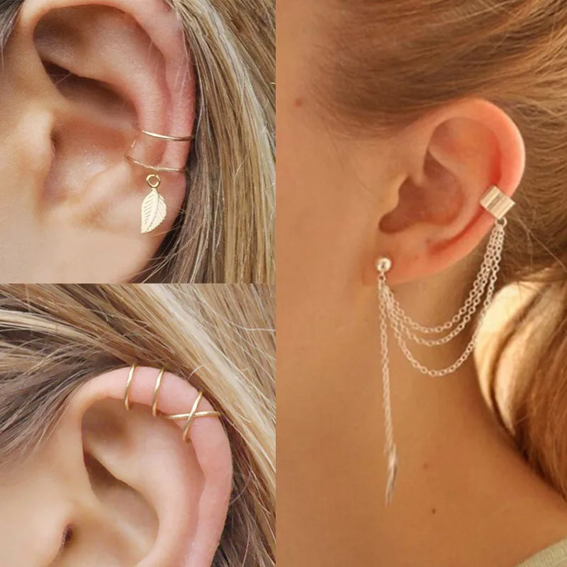 SUGO New Arrival Fashion Cost-effective Gold Color Clip Earrings for Personality Women or Girls Lovely Daily Jewelry Accessories