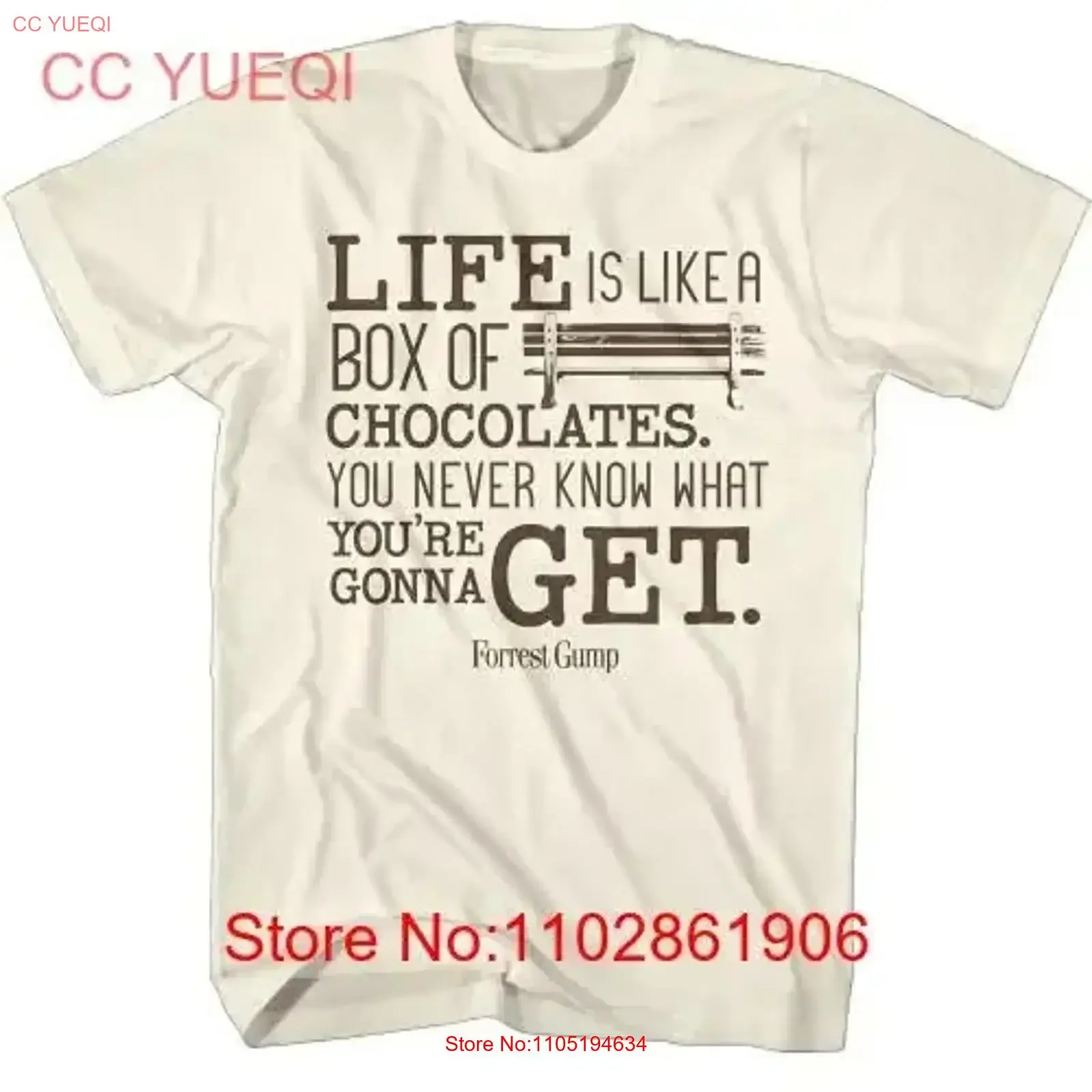 Forrest Gump Like a Box of Chocolates Natural T Shirt vintage Washed Comfortable Top For Everyday Wear Breathable streetwear
